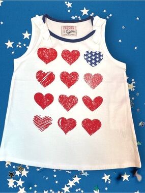 Shoulder Tie Tank w/ Flag Hearts
